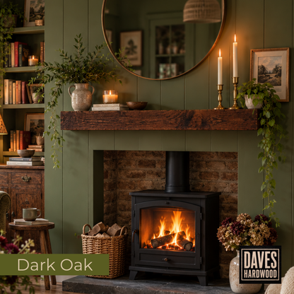 Premium Solid Oak Fireplace Mantel Shelf | Rustic Oak Beam | 10cm High x 10cm Deep