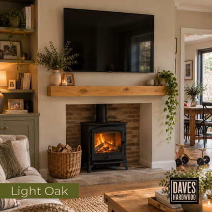 Premium Solid Oak Fireplace Mantel Shelf | Rustic Oak Beam | 10cm High x 10cm Deep
