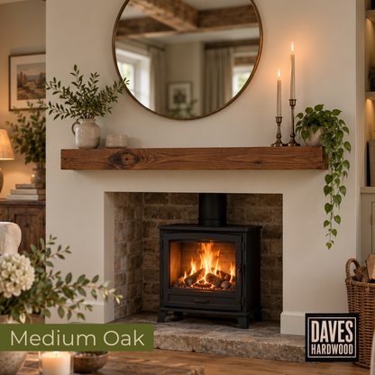 Premium Solid Oak Fireplace Mantel Shelf | Rustic Oak Beam | 10cm High x 10cm Deep