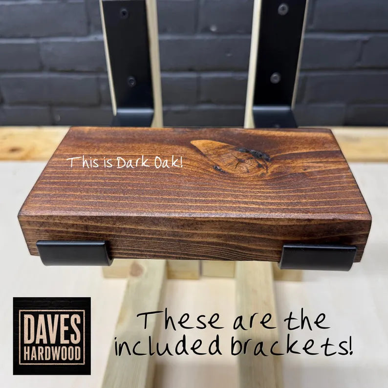 Handmade Solid Wood Rustic Wall Shelf with Brackets | Approx. 23cm Deep x 4cm Thick